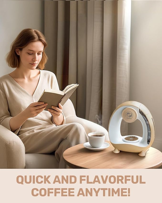i Cafilas Single Serve Coffee Maker,Fast Heat in 20s,2-in-1 Coffee Machines Compatible with K-Cup Pods&Ground Coffee,Compact Coffee for Small Spaces, Brew in 2 mins,Champagne Coffee maker