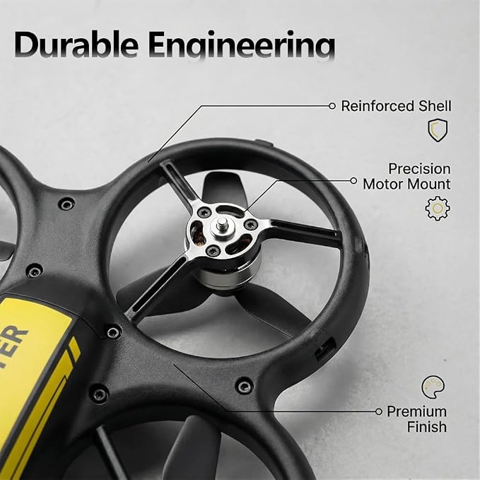 Drone with camera for kids and Remote – Beginner RC Drone for Kids with Brushless Motor, Optical Flow Hover, One-Key Takeoff, FPV Video (Yellow-Batteries*3)