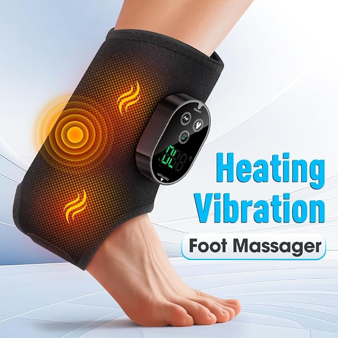 Electric Foot Massager with Heat Therapy, Portable Heated Foot Care Device Heated Wrap with 3 Vibration Modes and 5 Heat Levels - Cordless Portable Design (1-Piece, 1, Count)