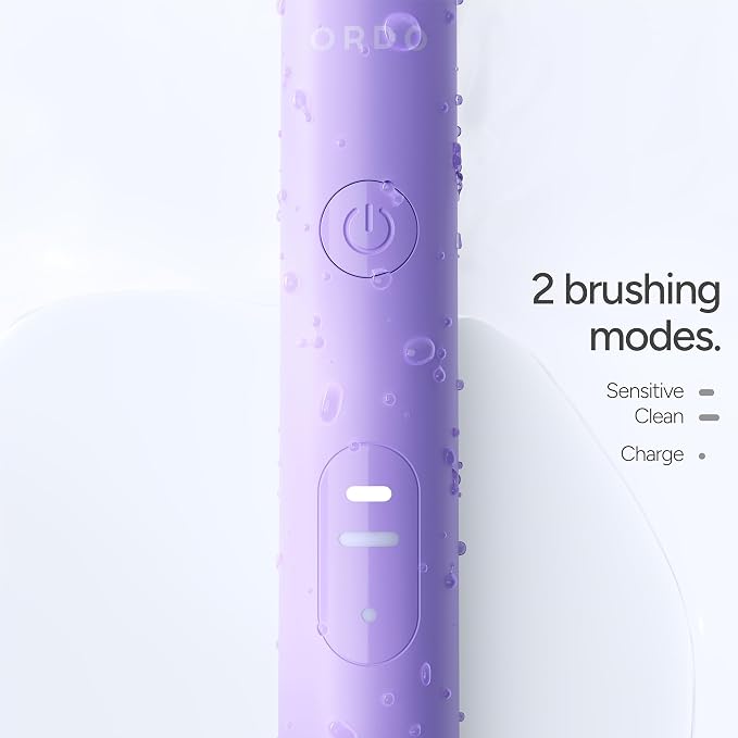 ORDO Lite Sonic Toothbrush, Electric Toothbrushes with 35,000 Pulses Per Min, Dual Modes, Over 5 Weeks Battery, Smart Timer, Waterproof, USB C, Lavender