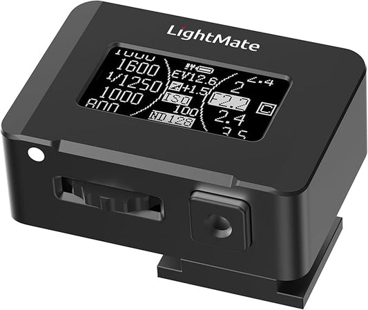 LightMate Lite 2R Light Meter, 30°FOV High Precision Ambient Light Digital Exposure Meter, 0.96in Large OLED Screen, Ultra-Compact 1.24oz, Rechargeable 20H Battery Life, for Film Leica Cameras, Black