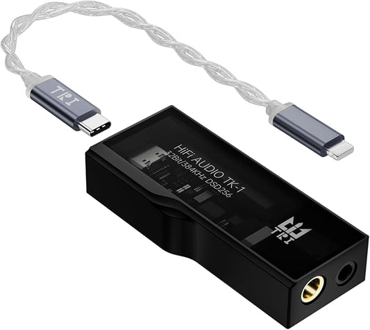 YINYOO TRI TK1 USB C DAC Headphone Amp Mini Amplifier, USB C to 3.5mm 4.4mm Amp with Dual CS43131 Decoder, Headphone Splitter Portable IEM DAC for KZ ZS10 PRO in Ear Monitor (Lighting-Jack