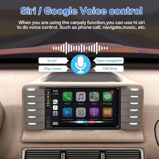 7 inch Double Din Car Stereo for Wireless Carplay & Android Auto with Voice Control,Bluetooth5.2 MirrorLink, Car Radio with Backup Camera,Touch Screen SWC/USB/SD AM/FM/AUX