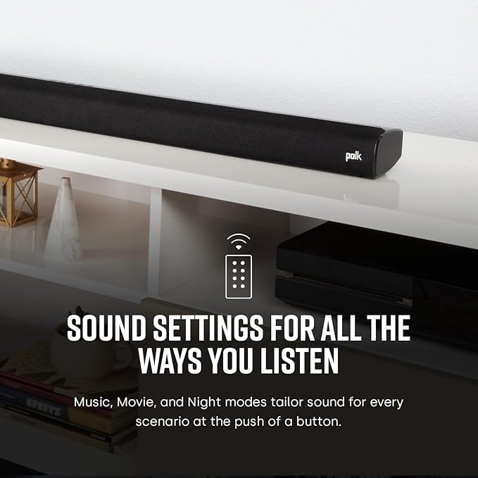 Polk Audio Signa S2 Sound Bar for Smart TV with Subwoofer, Wireless – Exclusive VoiceAdjust Technology, Ultra-Slim Design, Works with 4K & HD TVs, HDMI & Optical, Bluetooth, Wireless Streaming