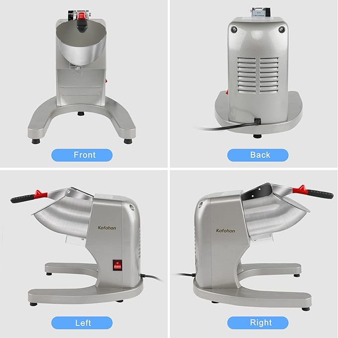 Electric Ice Shaver,Shaved Ice Machine Strong Powerful For Home&Commercial Use,Steel Ice Crusher With Dual Blades&Lips,Higher Ice Outlet for Plate,Bowl&Cup,300W/2200rpm/220lbs/hrs. | dual covers, dual cutters, fully stainless steel, high ice port, suit...
