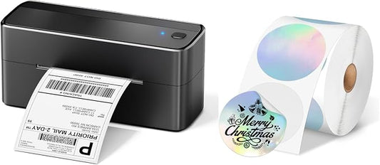 Phomemo 241BT Bluetooth Thermal Shipping Label Printer 4X6 - Wireless Thermal Label Printer for Shipping Packages + 2 Inch Color Circle Thermal Sticker Labels 400