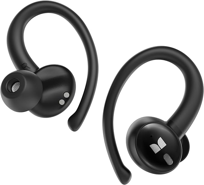 Monster N-Lite 216 Wireless Earbuds, Sports Earbuds with Earhooks, Noise Cancelling Headphones, Stereo Deep Bass Over Ear Buds 48H Playtime, IPX6 Waterproof Earphones for Sports/Running/Workout（Black）