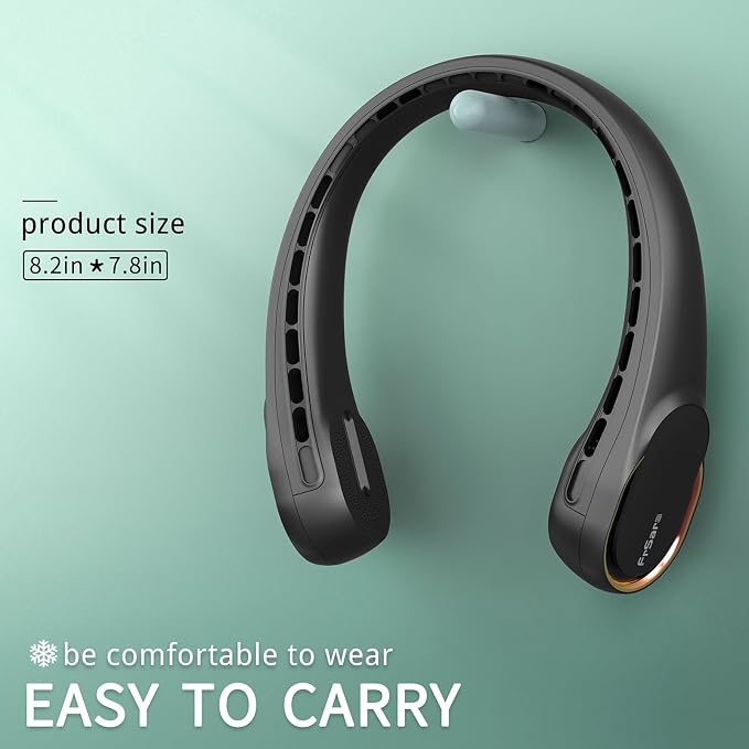 FrSara Portable Fan, Personal Neck Fan that Blows Cold Air, Upgraded 4000mAh,Long Endurance,Upgraded air volume,Easier to Use,360° Cooling,No Hair Twisting,Non-Slip Material,Rechargeable,3-Speed