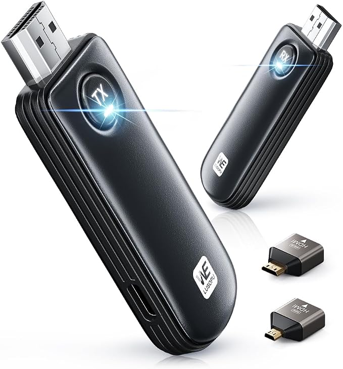 Wireless HDMI Transmitter and Receiver, HDMI Wireless 4K Decode 1080P Output, 2.4G/5.8G, 328FT/100M, Plug &Play for Laptop Camera TV Box to TV Monitor Projector for Home Church Office - Black