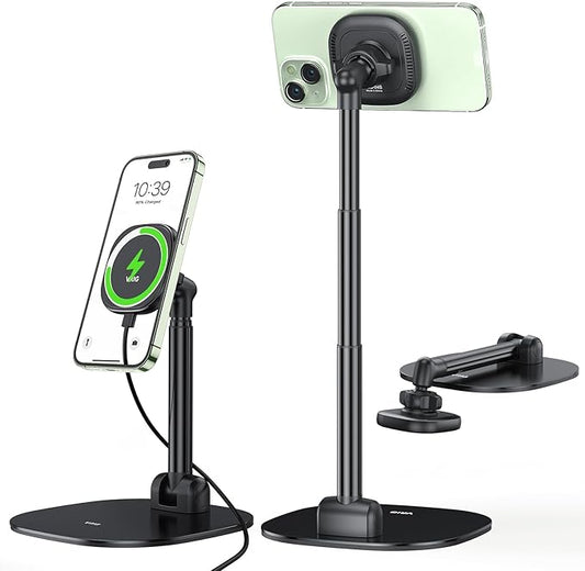 VRIG Magnetic Desk Phone Stand for iPhone with 360°Rotation, Height & Angle Adjustable for Office/Home Compatible with MagSafe for iPhone 15, 14, 13, 12 Pro Max Plus, MagSafe Case & All Smartphones