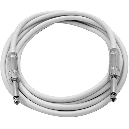 Seismic Audio - SASTSX-10White-6PK - 6 Pack of 10 Foot White 1/4 Inch TS Patch Cables - 10' Professional Audio Unbalanced 1/4" Patch Cords