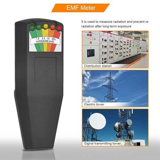 AceFox EMF Meter, 5 LED Magnetic Field Detector, Ghost Hunting Equipment Tester for Home, Office & Outdoor Inspections