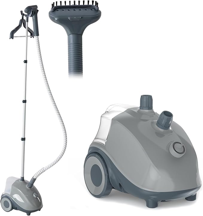 Sweetcrispy Garment Steamer for Clothes Standing, 1500W Powerful Clothes Steamer Standing with Wheels, 1.7L Water Tank for 55 Min Continuous Steaming, Professional Wrinkle Remover Heats in 45 Seconds