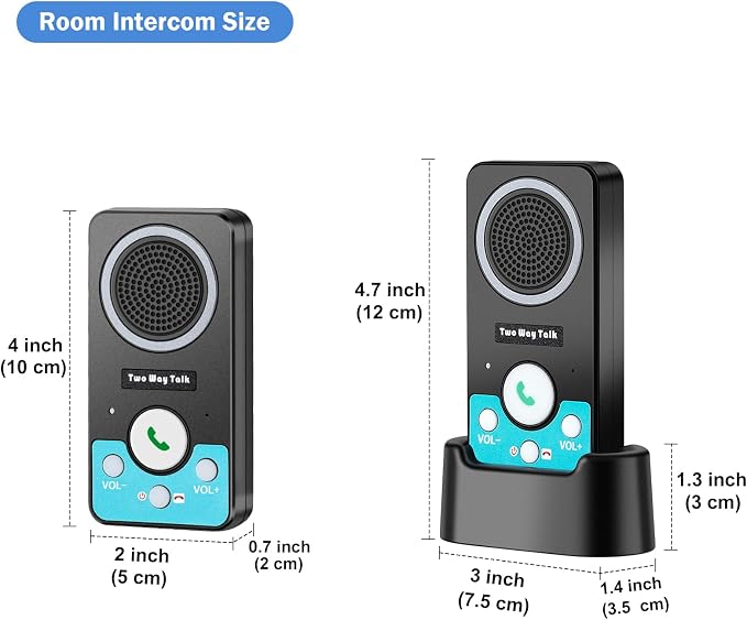 Intercoms Wireless for Home, 2 Way Audio Hands-Free Long Range Wireless Intercom System, 4 Ringtones 8 Volume Levels, Up to 10 Days Standby Intercom Syetem for House, Office, Classroom, Black