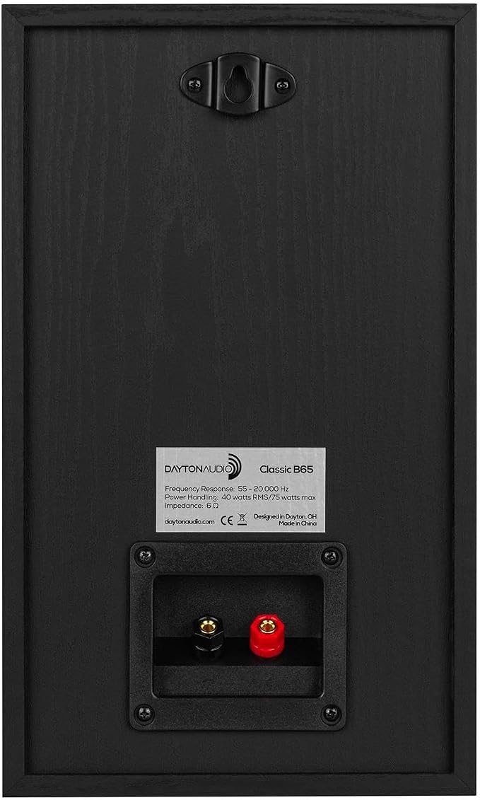 Dayton Audio Classic B65 Bookshelf Speakers, 6.5" Woofer & 1" Tweeter, Passive 2-Way Design, 60W RMS, for Music, TV & Home Audio Systems – Black
