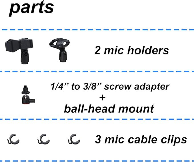 Mic Stand Floor Microphone Stand with Heavy Weighted Base, Adjustable Height from 18" to 63", Singing Stand with Mic Holder, Cable Clips