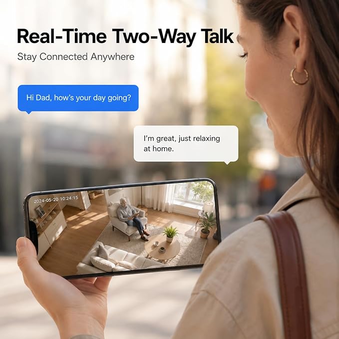 Cameras for Home Security Indoor Outdoor, Dual Antenna 5G/2.4G WiFi Security Camera, Plug-in Stable Live View, 2K Color Night Vision, 4X Zoom, 2-Way Audio, IP66, SD/Cloud
