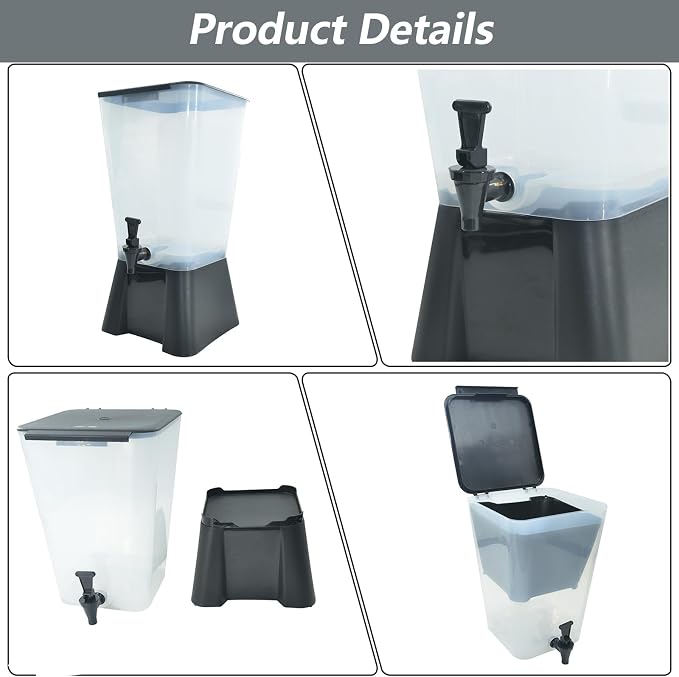 CLIVIA 5 Gallon Drink Beverage Dispenser, Commercial Juice Dispenser For Parties 19L Water Dispenser With Spigot Black Base for Tea, Wine