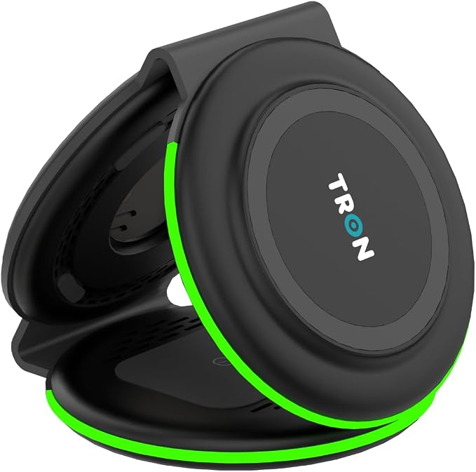 Tron 3 in 1 Foldable Magnetic Wireless Charger - Travel Charging Pad Dock for IWatch iPhone 16 15 14 13 12 Pro Max Plus & Earbuds