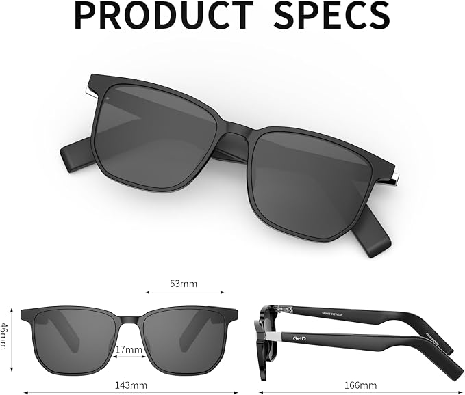 GetD 2026 Acetate Smart Glasses, ChatGPT and 145-Language Real-time Translator, Bluetooth Sunglasses with Nylon Polarized Lens, 11H Battery Life, Open-Ear Audio, Voice Control for Travel & Business