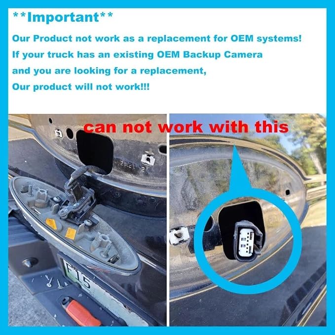Aftermarket Emblem Backup Camera for F150 (2004-2014)/F250 F350 F450(2009-2014) Flex(2009-2012) Ranger 2012 CVBS | AHD Dual Signal HD Night Vision Waterproof 170° Wide Viewing（RCA Connector）