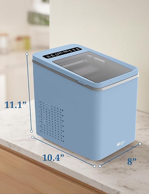 Orgo The Maverick Countertop Ice Maker, Makes 23 lbs. in 24 Hours, Bullet Shaped in 2 Sizes, Ice Maker Ready in 6-8 Minutes, LED Control Panel, Self-Cleaning, Includes Scoop, TMT1653, Blue