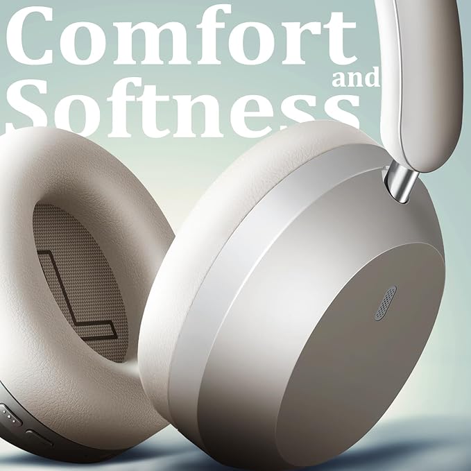 Wentronic Y04 Wireless Bluetooth Over-Ear Headphones – Immerse in Every Beat with Active Noise Cancelling & Hi-Res Sound, 48H Playtime, Soft Ear Cushion for All-Day Comfort, Starlight