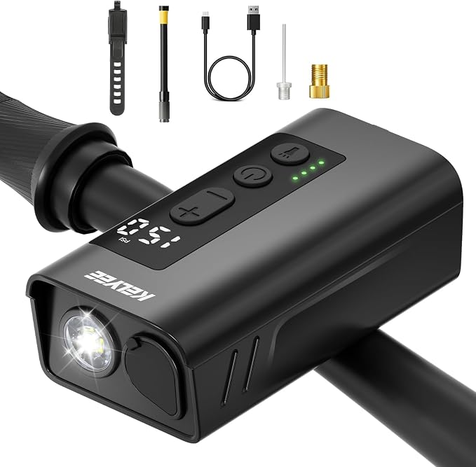 F05 Mini Electric Bike Pump 150 PSI, Portable Bicycle Tire Inflator with Presta & Schrader Valve, Fast Inflation Tiny Bike Pump for Road Bike & MTB