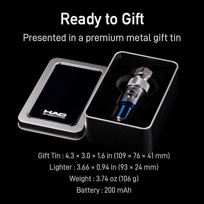 Spark Plug Electric Arc Lighter, Rechargeable Flameless USB-C Metal EDC Gear, Stainless Steel Gift for Men with Gift Box (Blue)