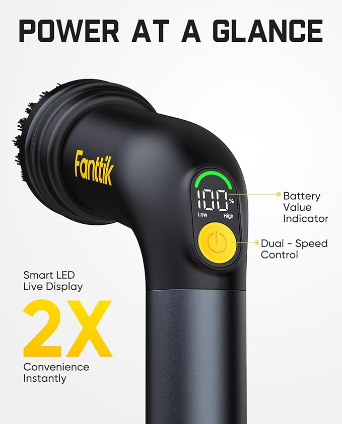 Fanttik G9 Handy Cordless Electric Spin Scrubber & 3 Pcs Replacement Brush Heads for Fanttik G9 Handy Electric Spin Scrubber