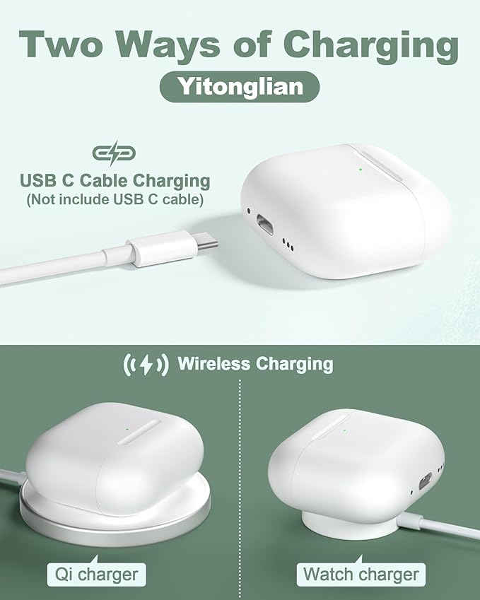 Wireless Charger Case Replacement for Airpods 4th Generation - Charging Case to USB-C Without Earbuds