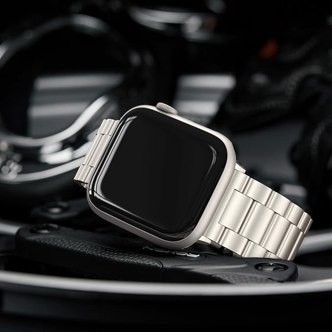 EPULY Compatible with Apple Watch Band 49mm 45mm 44mm 42mm 41mm 40mm 38mm, Business Stainless Steel Metal Watchband for iWatch Strap Ultra SE Series 8 7 6 5 4 3 2 1 Men(Starlight, 42mm/44mm/45mm/49mm)