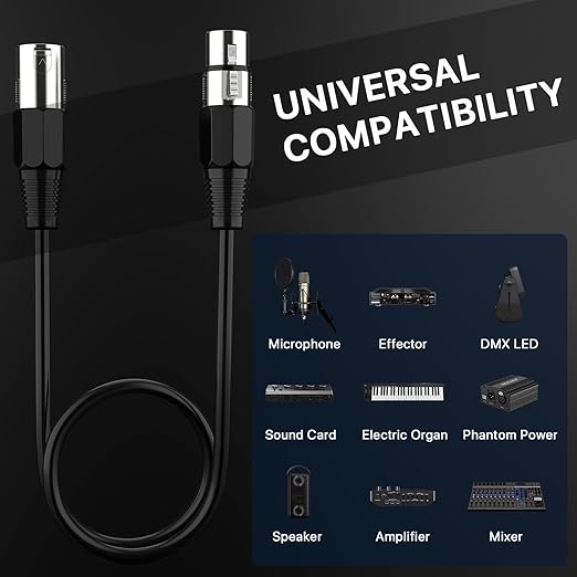 EBXYA XLR Cable 3ft 4 Packs - Balanced Microphone Cable with 3-Pin XLR Male to Female Mic Speaker Cable, Black