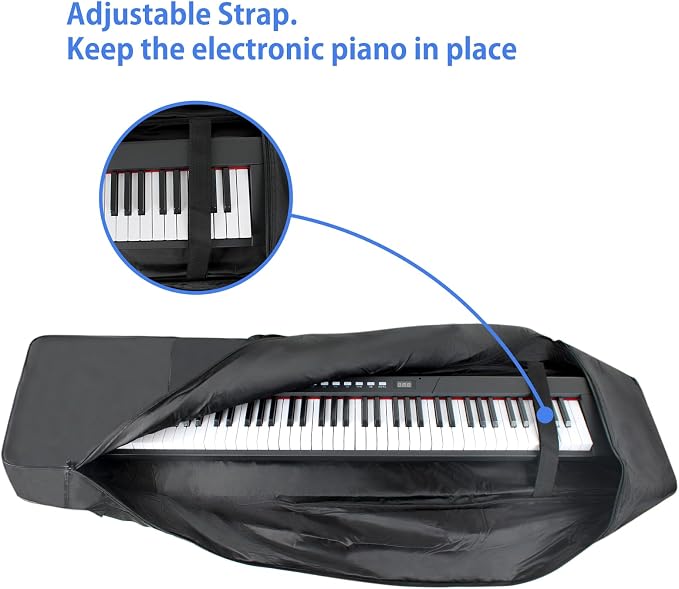 88 Key Keyboard Case, 53.5"x12.6"x6.3" Electric Keyboard Bag Piano Gig Bag with Handles and Adjustable Shoulder Straps Keyboard Gig Bag - Black