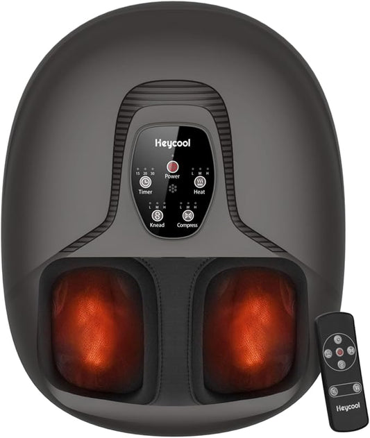 Heycool 2026 Upgrade FSA Eligible HSA Foot Massager, Shiatsu Foot Massager Machine with Heat and Compression for Plantar Fasciitis Neuropathy, Remote Control, Gifts, Size 14