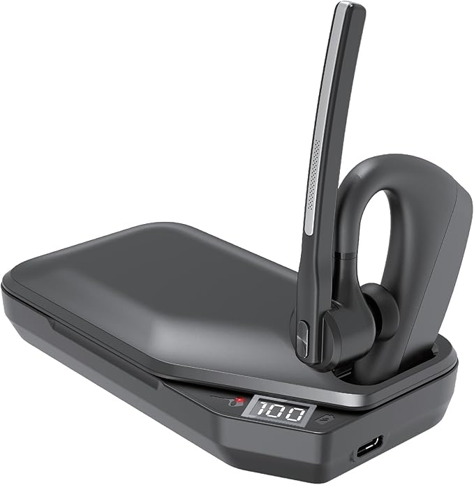 Conambo Bluetooth Headset V5.2 Wireless Bluetooth Earpiece with 750mAH Charging Case 80Hrs Talktime Wireless Headset with CVC8.0 Dual Mic Noise Canceling for iPhone Cellphone Trucker Work