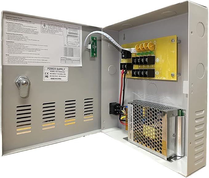 9 Port High Power Security CCTV Camera Access Control Power Distribution Box 12V DC 10 Amp PTC Protection, with 9 Pcs. DC Male Pigtail