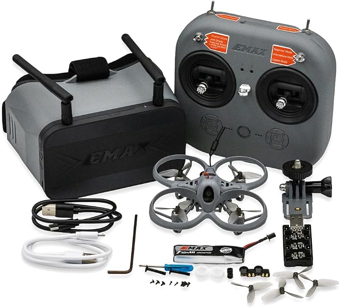 Tinyhawk Lite FPV Drone with Camera RTF Kit With FPV Goggles and Remote Control for Beginners Ready To Fly Set with ERLS RunCam Nano 3 VTX 25mW 100mW 400mW Super Light 37g 75mm 750mAh