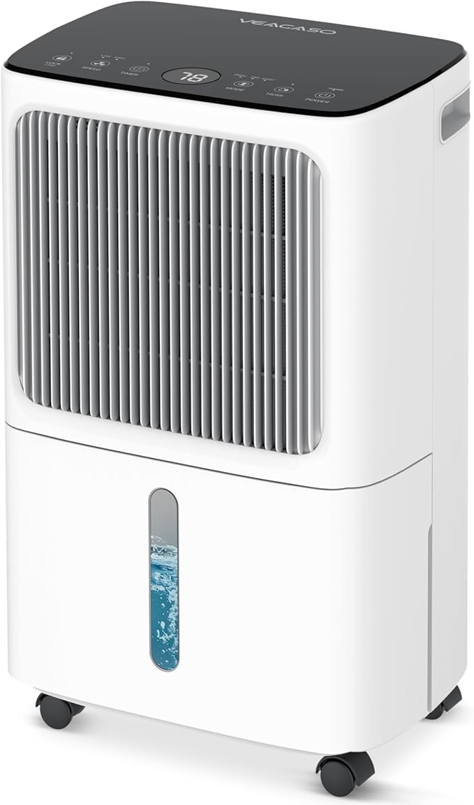 VEAGASO 34 Pint/D Dehumidifier for Basement with Drain Hose, 2500 Sq.Ft Dehumidifiers for Home, Bathroom, Bedroom - 3 Modes, 24H Time, 40dB, 0.53 Gallon Water Tank, Intelligent Humidity Control