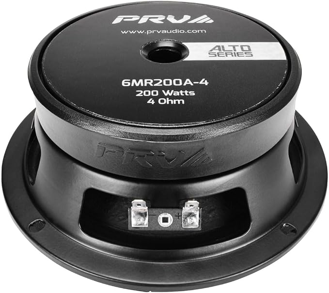 PRV AUDIO 6.5 Inch Shallow Midrange Speaker, 6MR200A-4, 200 Watts, 4 Ohm Shallow Mount Car Audio Slim Speaker, 1.5 in Voice Coil, Compact for Doors (Single)