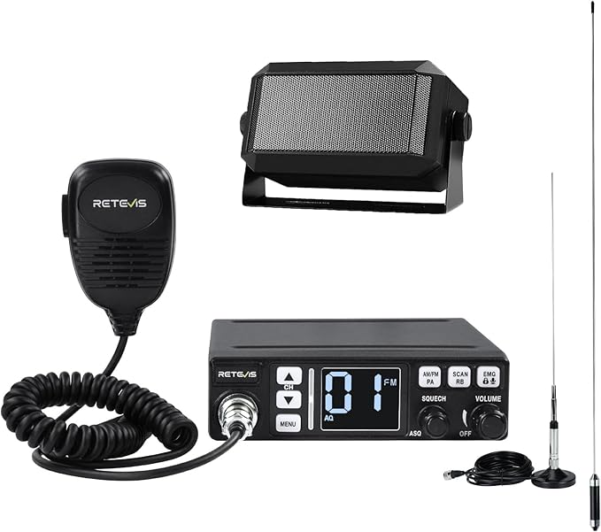 Retevis MB3 CB Radio, CB Radio Kit with Magnetic Antenna and External Speaker, PA System, Easy to Operate, Long Range CB Radio for Truckers