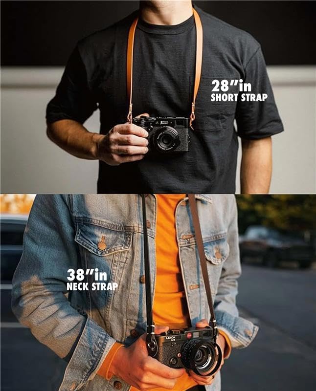 Evergreen Leather Camera Strap – Split Ring, 28" or 38" Compatible with Fuji Sony Nikon Leica Canon