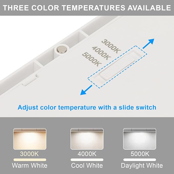 Under Counter Lights for Kitchen, Plug in Linkable LED Dimmable Hard Wired Under Cabinet Lighting for Kitchen Counter Closet, 3000K/4000K/5000K, 0.28 inch Ultra Thin, 3-in-1, Silvery, ETL