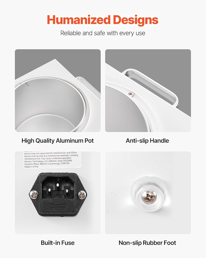 VEVOR Single Pot Wax Warmer, 3000ML 300W Professional Wax Warmer for Hair Removal, 32 ℉ - 212℉ Adjustable Electric Waxing Heater with 100PCS Waxing Sticks for Home Use, Beauty Salon, Spa