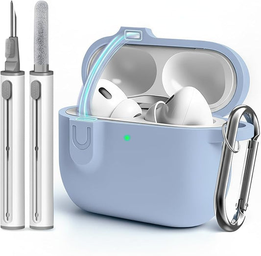for Airpods 4th Case Cover,Come with Cleaner Kit,Soft Skin Silicone Case Cover with Keychain,Full Protective Case for Men and Women,Compatible with AirPods 4th Generation Case,Magnetic Lilac