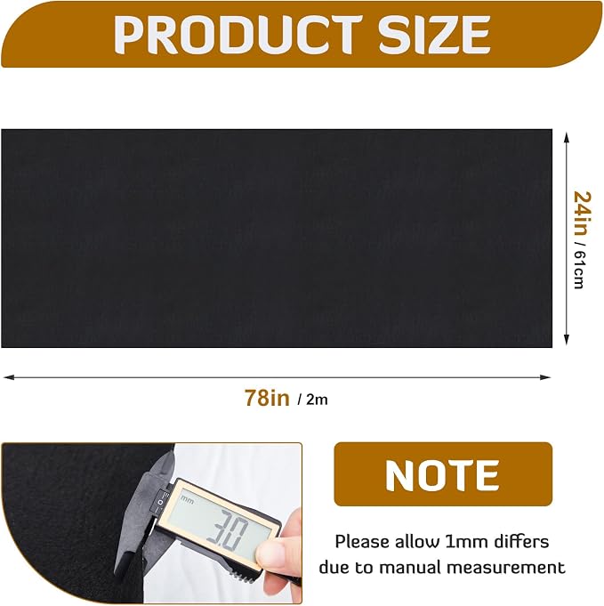 Nuanchu 25.8 Sq ft 24 x 78 in Black Underfelt Carpet with Adhesive Back for Speaker Sub Box, Underfelt Carpet for RV, Boat, Marine, Auto, Truck, Car Trunk, Door Liner, Desk