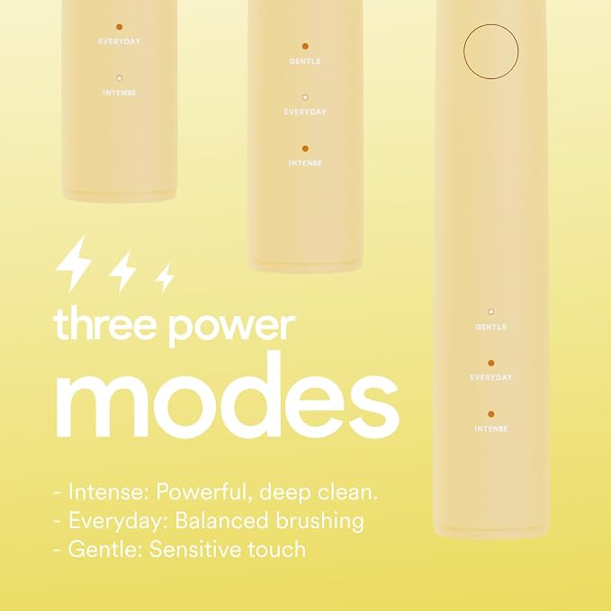 HISMILE Electric Toothbrush, 3 Brushing Modes, Smart Timer, Rechargeable Electric Tooth Brush for Adults and Children, Soft-Tapered Bristles, Mode Memory (Yellow)