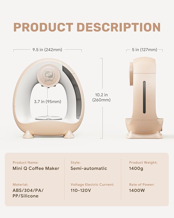 i Cafilas Single Serve Coffee Maker,Fast Heat in 20s,2-in-1 Coffee Machines Compatible with K-Cup Pods&Ground Coffee,Compact Coffee for Small Spaces, Brew in 2 mins,Champagne Coffee maker