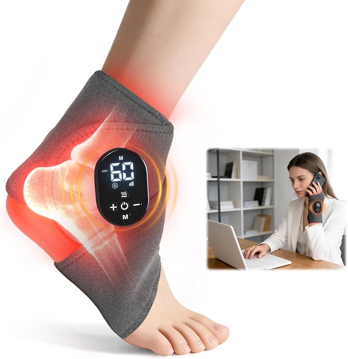 Foot Renew Massager for Neuropathy, with Red Light Therapy for Ankle, Infrared Neuropathy Foot Massager with Heat, 8 Massage Modes, 20 Intensity Levels,Ankle & Body Massager 1pack