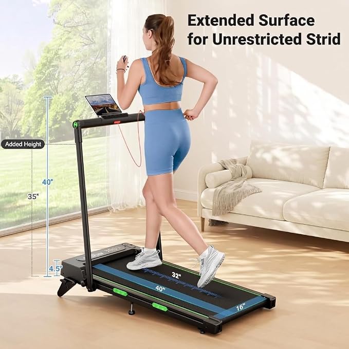 THERUN Walking Pad, 2 in 1 Foldable Treadmills for Home, 0.6-7.6 MPH, 2.5 HP Under Desk Treadmill with Handle Bar, 16" Widened Running Belt, with Remote Control & LED Touch Screen